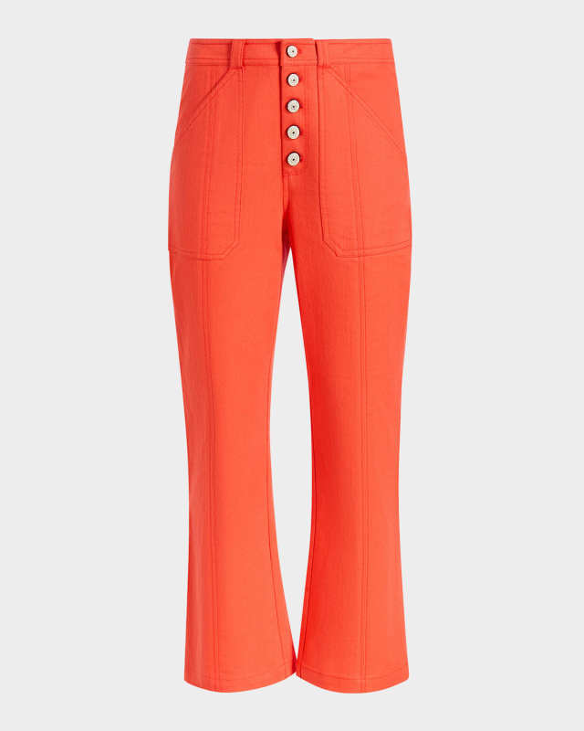 Wallace Cropped Button-Fly Pants